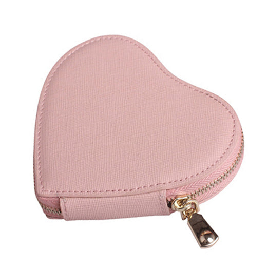 Leather Squeeze Coin Pouch Purse in Blush Pink Metallic