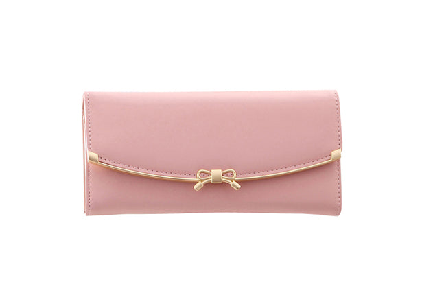Pink Bow Wallet, Pink Leather Wallet, Pink Gold Bow Wallet