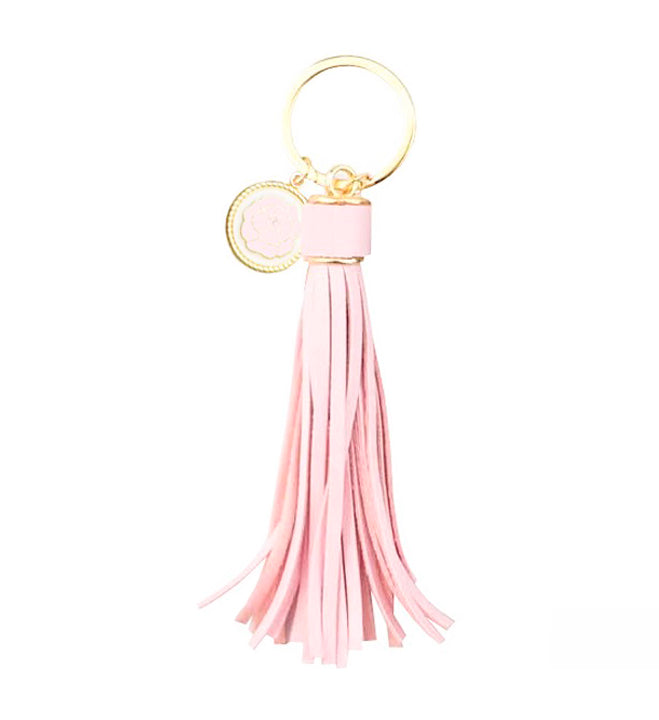 Pink Leather Tassel Keychain Pink Tassel Keychain Pink Enamel Charm Keychain With Love Shop