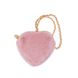 NEW! PINK FAUX FUR HEART POUCH