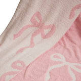 NEW! LUXE PINK + WHITE BOW BLANKET
