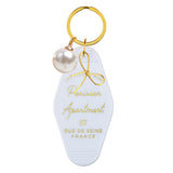 WHITE PARISIAN KEYCHAIN