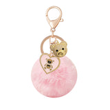 PINK POM BEAR KEYCHAIN