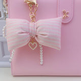 NEW! STRIPED PUFFY BOW KEYCHAIN