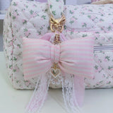 NEW! STRIPED PUFFY BOW KEYCHAIN