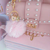 PINK POM BEAR KEYCHAIN