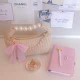 STRAW PEARL BOW BAG