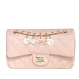 LUXURY BLUSH QUILTED DOUBLE FLAP BAG
