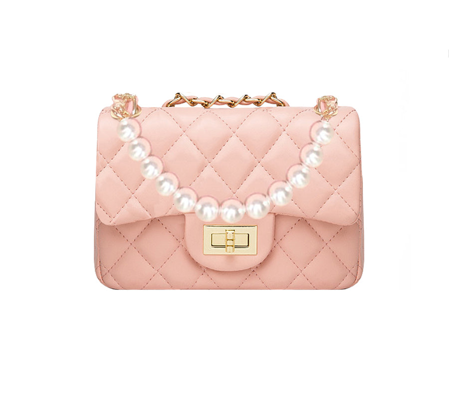Pink Leather Mini Flap Bag, Pink Leather Quilted Bag