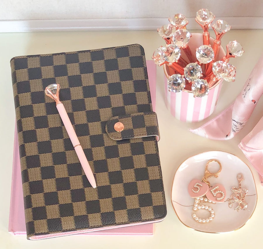 BROWN CHECKERED ROSE GOLD A5 AGENDA