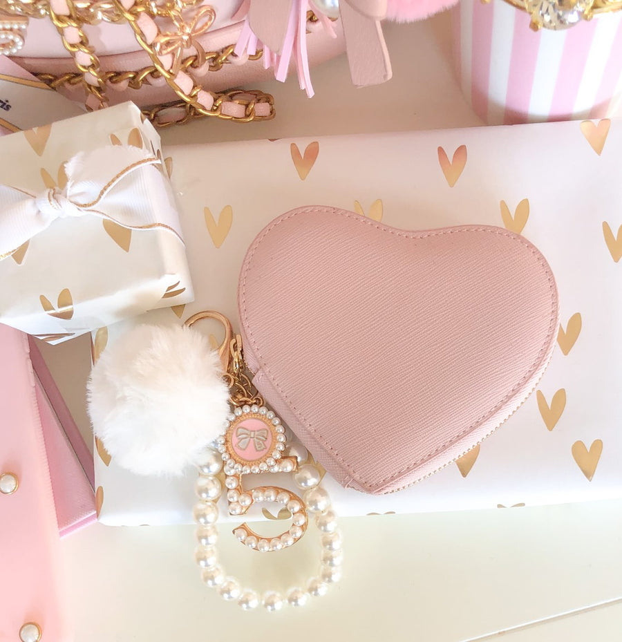 Blush Pink Heart Shaped Bag, Blush Pink Heart Shaped Coin Purse