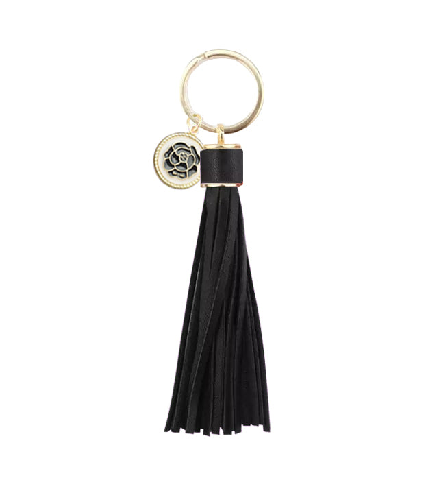 BLACK LEATHER TASSEL KEYCHAIN