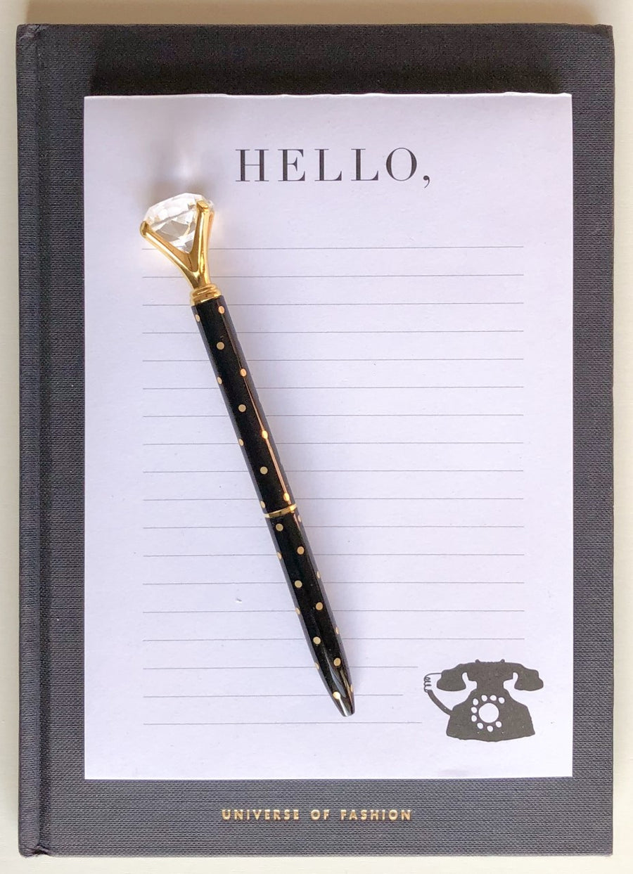 DIAMOND PEN, BLACK + GOLD DOT