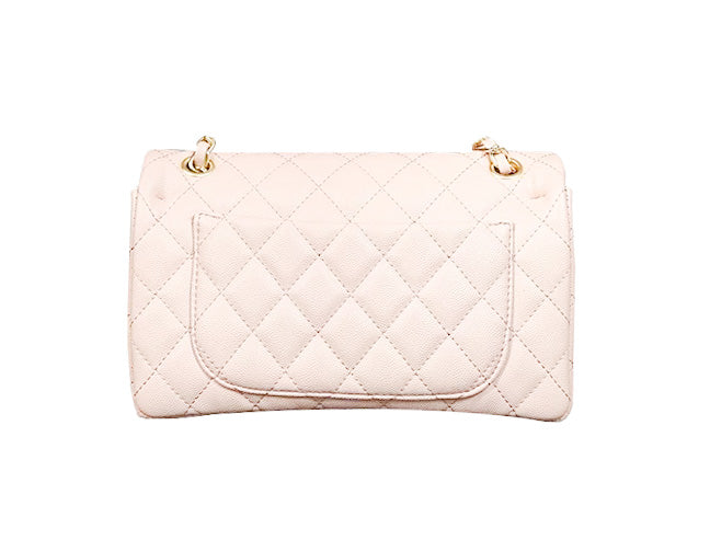 Pink Classic Double Flap Bag  Pink Caviar Leather Quilted Bag