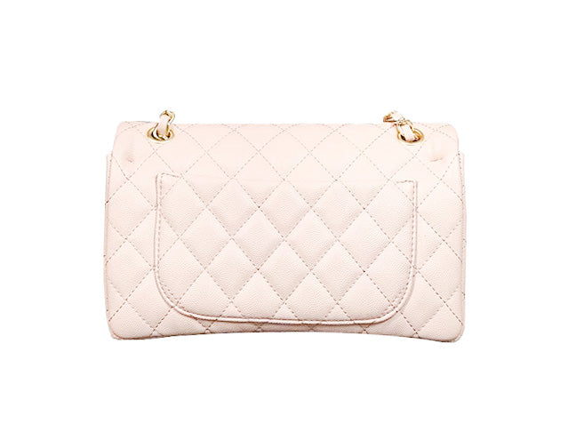 LUXURY BLUSH QUILTED DOUBLE FLAP BAG