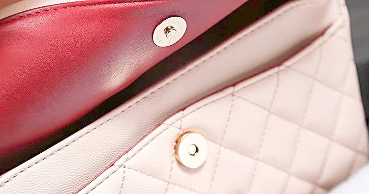 LUXURY BLUSH QUILTED DOUBLE FLAP BAG