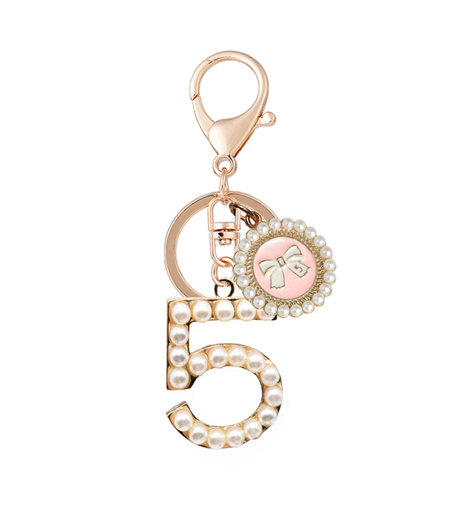 PINK NUMBER 5 KEYCHAIN