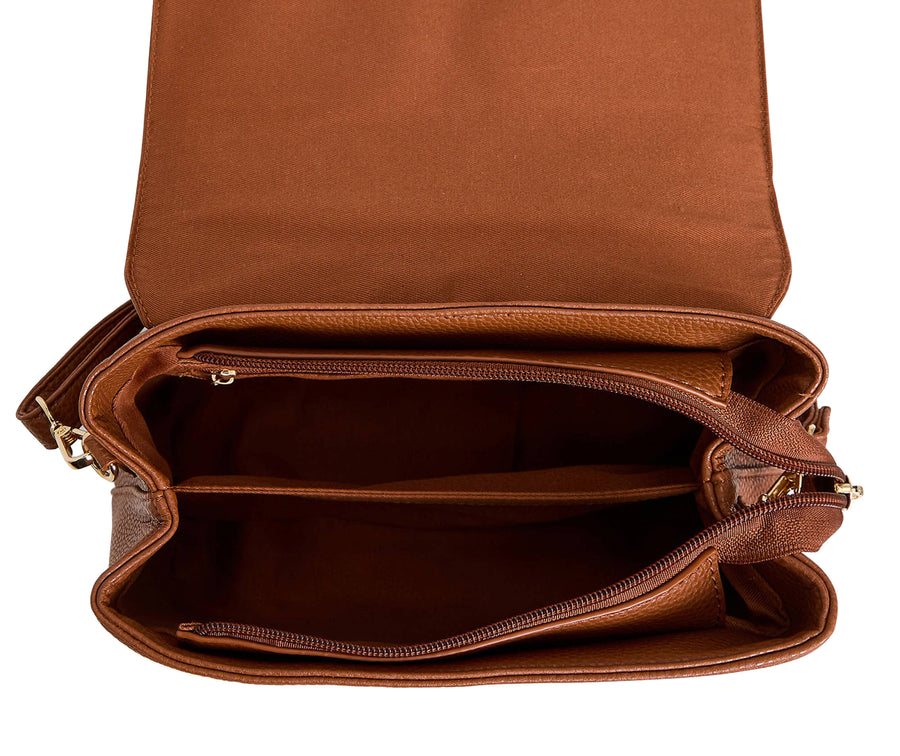 NEW! LUXURY COGNAC BOW SATCHEL BAG