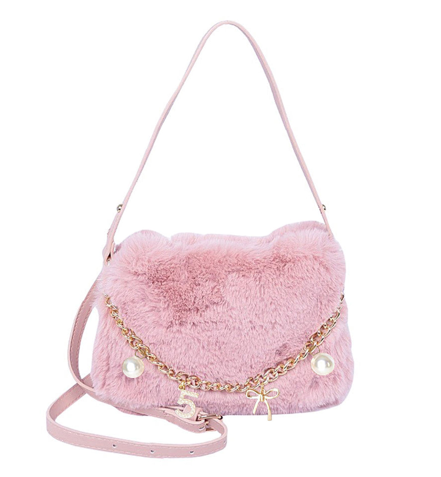 LUXURY PINK FAUX FUR BAG