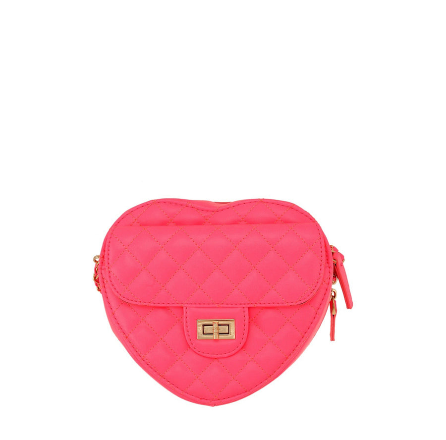 CLOSEOUT! PINK HEART SHAPED FLAP BAG