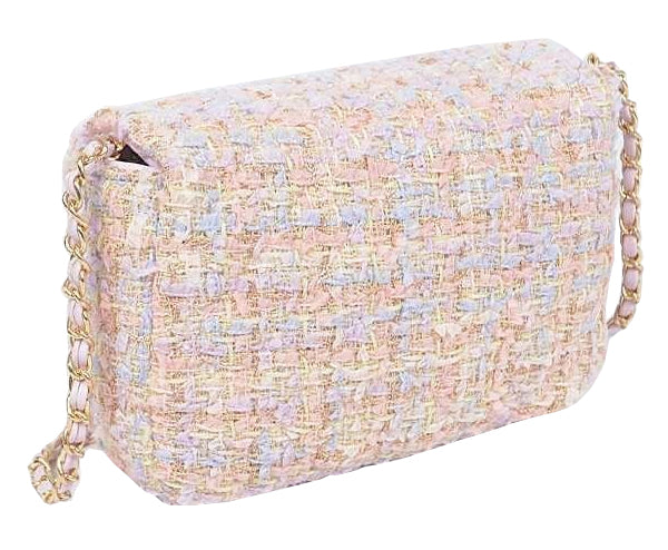 NEW! LUXURY PINK TWEED FLAP BAG