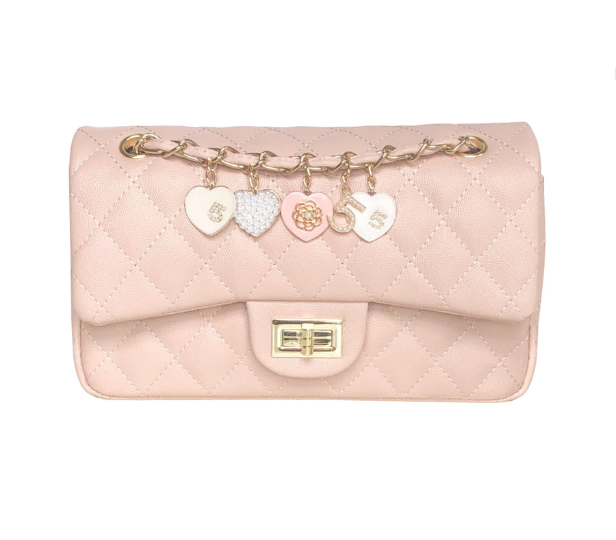 LUXURY BLUSH QUILTED DOUBLE FLAP BAG