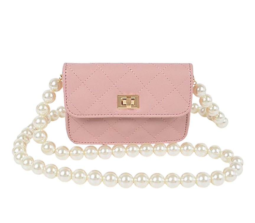 PINK QUILTED CLUTCH ON CHAIN