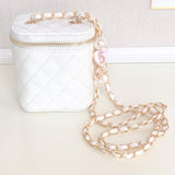 WHITE QUILTED MINI VANITY CASE