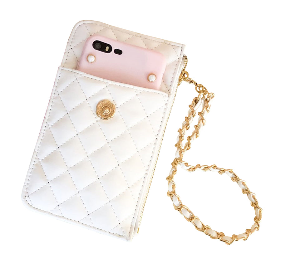 WHITE QUILTED ESSENTIALS POUCH