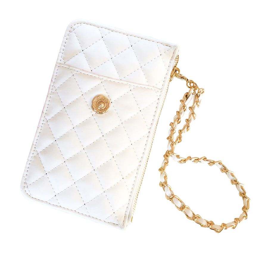 WHITE QUILTED ESSENTIALS POUCH