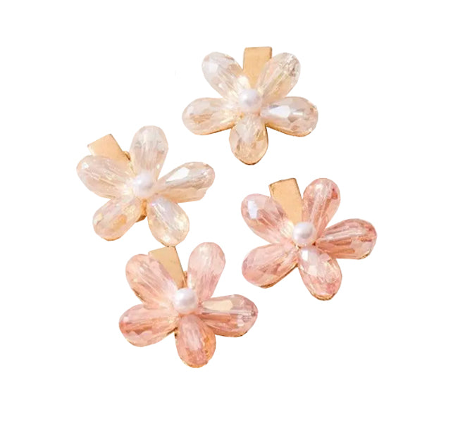 NEW! CRYSTAL FLOWER HAIR CLIPS