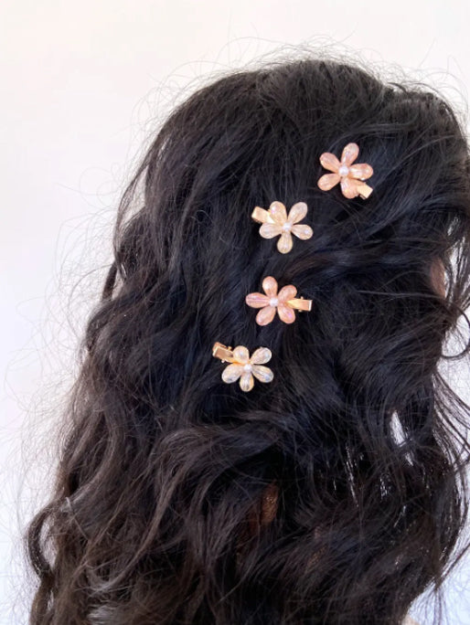 NEW! CRYSTAL FLOWER HAIR CLIPS