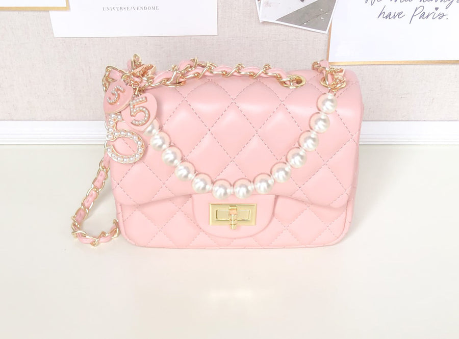 LUXURY PINK QUILTED MINI BAG
