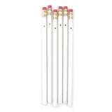 GOLD HEART, WHITE PENCILS SET OF 6