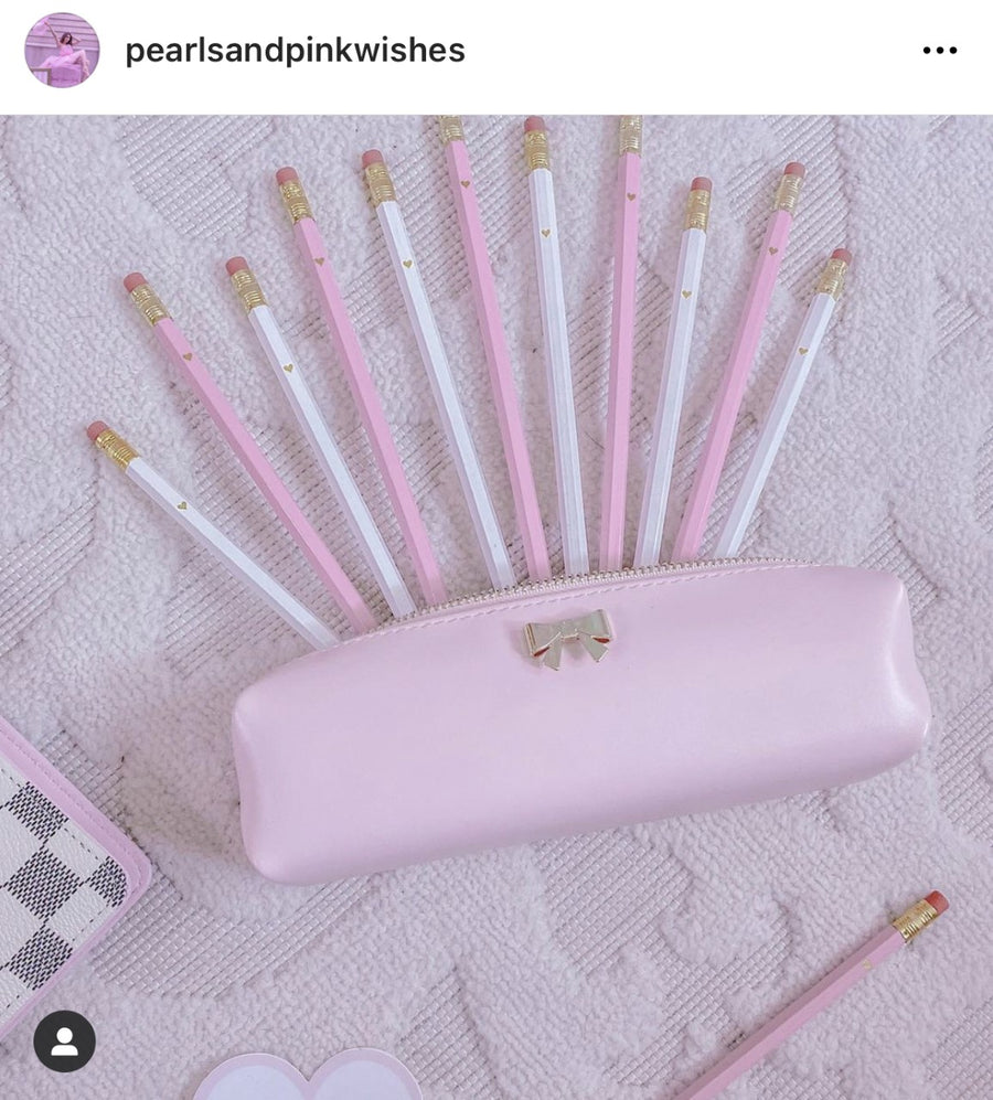 GOLD HEART, PINK PENCILS SET OF 6