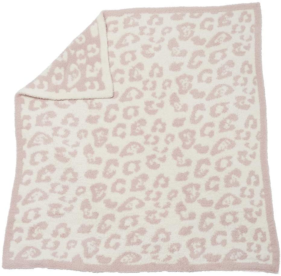 Pink Leopard Jacquard Blanket Pink Soft Fluffy Blanket Pink