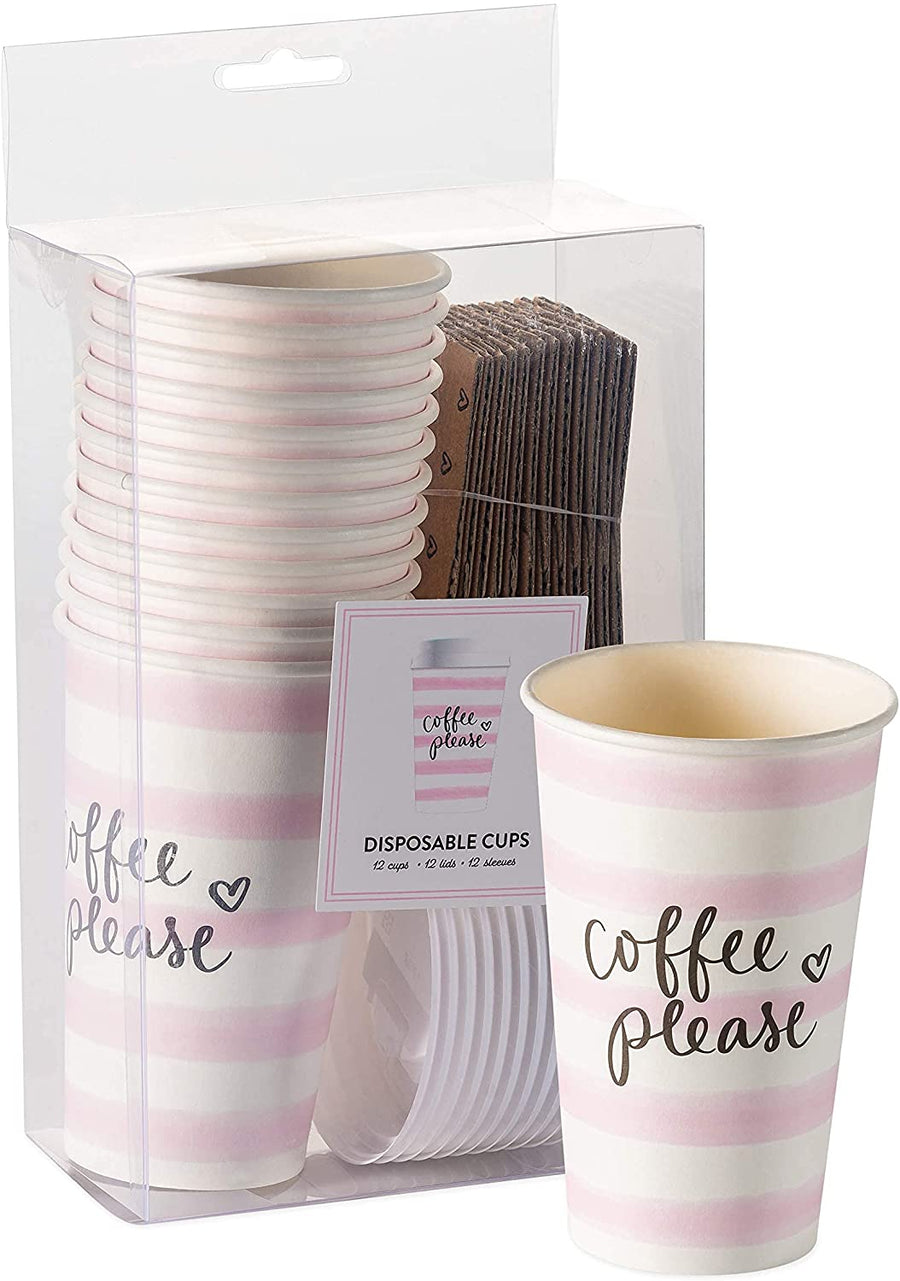 NEW! COFFEE PLEASE CUPS SET OF 12