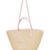 PINK BOW STRAW TOTE BAG