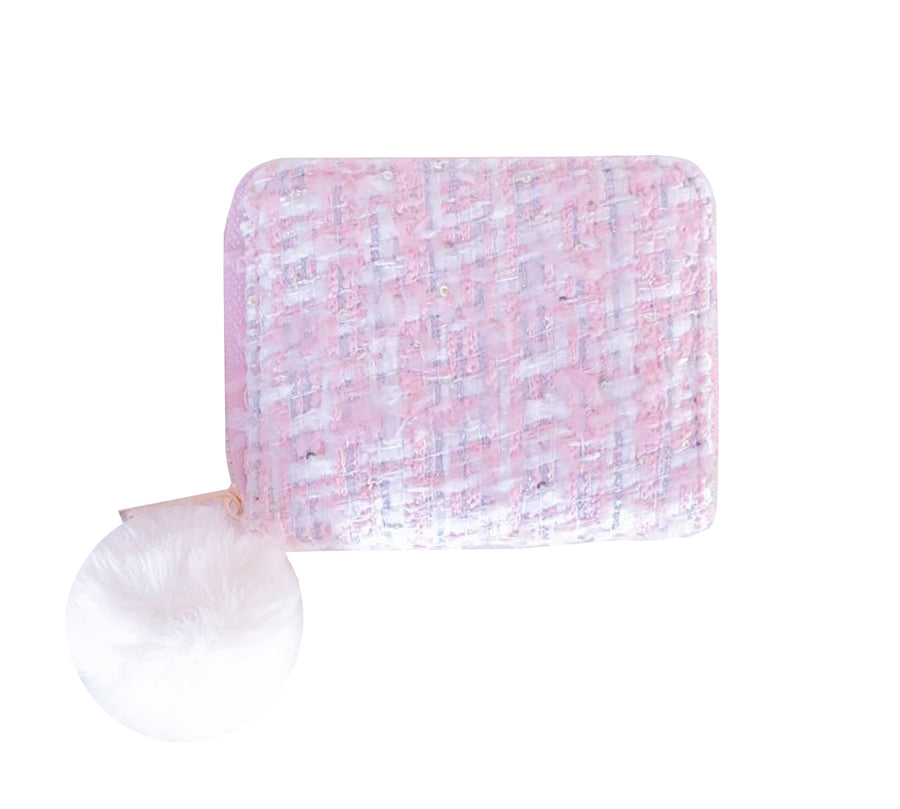 LIGHT PINK TWEED CARD HOLDER