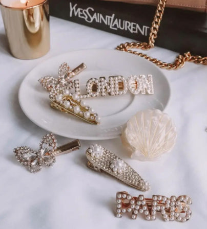 NEW! PARIS + LONDON PEARL HAIR CLIPS